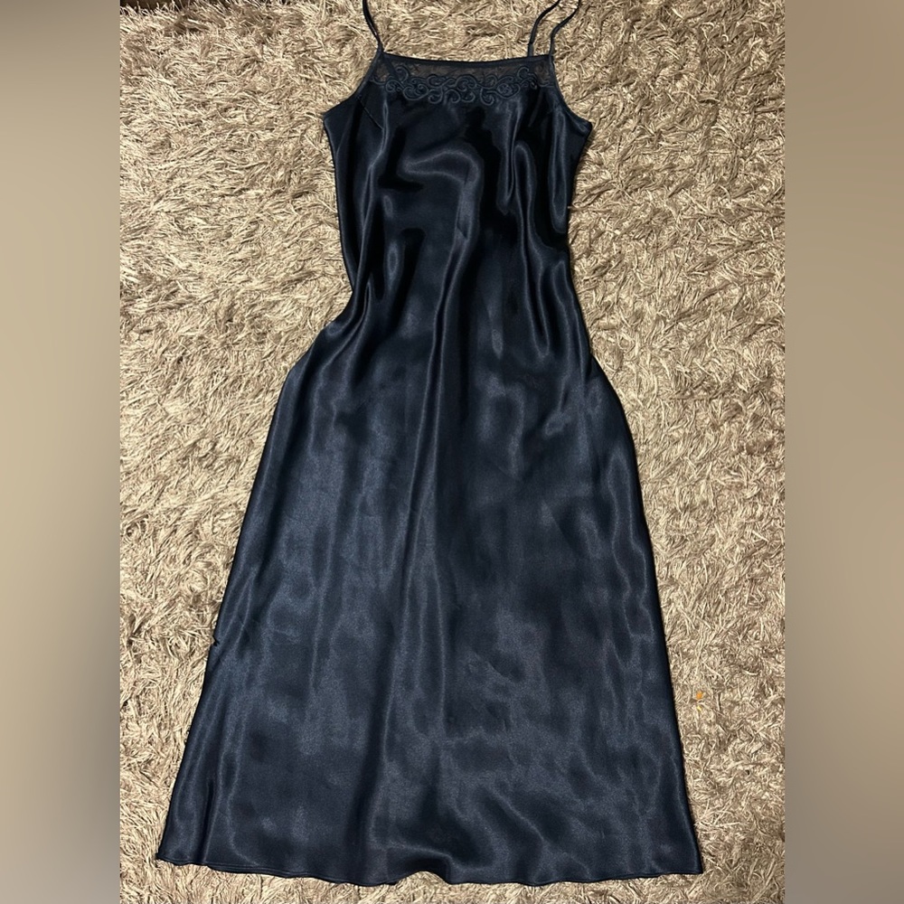 Halston blue slip dress